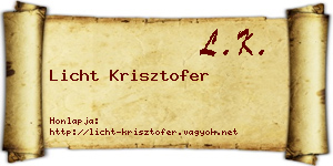 Licht Krisztofer névjegykártya